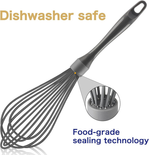 Dishwasher Safe Whisk, Professional Whisks For Cooking Non-Scratch, Stainless Steel & Silicone Wisk, Plastic Rubber Whisk Tool For Nonstick Cookwa...