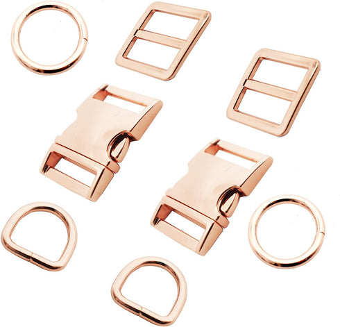 Bytiyar Metal Bukles Sets(8 pcs), Quick Side Release Buckles+Tri-Glide Clips+D&O Rings Assorted Sewing Fasteners Kits DIY Accessories for Webbing ...