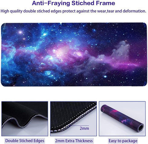 Galaxy Print Large Mouse Pad,Big Gaming Mouse Mat Desk Pad with Stitched Edges,Long Extended Keyboard Mouse Pads for Desk,XL Computer Mousepad wit...