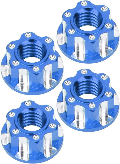 VGEBY 4pcs RC Hex Nuts, M4 Carving Hexagonal Nuts Aluminum Alloy Wheel Hex Nuts Fit for D3 D4 1/10 RC Car(Dark Blue) D4 Parts Terminal Removal Too...