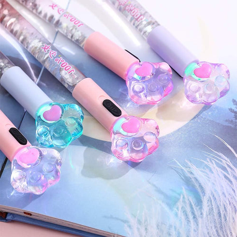 8 Pcs Cute Pens Kawaii Pens Fun Pens, 0.5mm Cat Paw Shiny Luminous Ballpoint Pens, Korean Japanese Stationery School Supplies for Teen Girls Women...