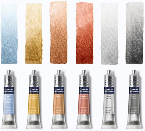 Winsor & Newton Cotman Watercolor Paint Set, 6 Metallic Colors, 8ml (0.27-oz) Tubes...