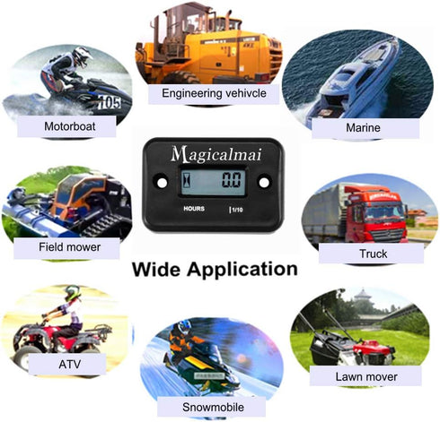 2pcs Magicalmai Inductive Hour Meter for Gas Engine Generator Lawn Mower Pressure Washer Marine ATV Boat Outboard Motor Dirt Bike Motorcycle Water...