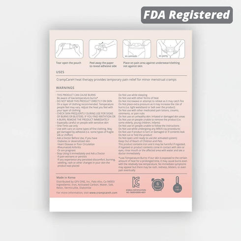 (5 Patches) CrampCareH PMS/Menstrual Cramps Relief Heat Patch with Wide Wings, FDA Registered...