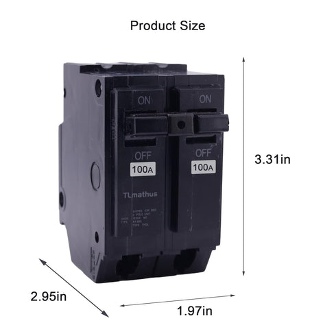THQL21100 100 amp breaker 2 pole Plug-in Mount Standard Circuit Breaker Thermal Magnetic Protection, 10KA 120/240V, Compatible with GE Thick Serie...