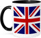 3dRose (mug_159852_4) British Flag - red white blue Union Jack Great Britain United Kingdom UK England English souvenir GB - Two Tone Black Mug, 1...