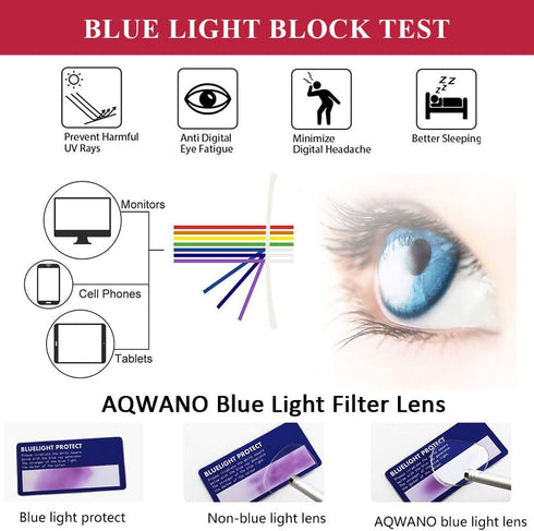 AQWANO Women Reading Glasses Computer Blue Light Blocking 4 Pack Fashion Stylish Cat Eye Designer Readers Anti Glare Eyestrain Eyeglasses, 1.75...