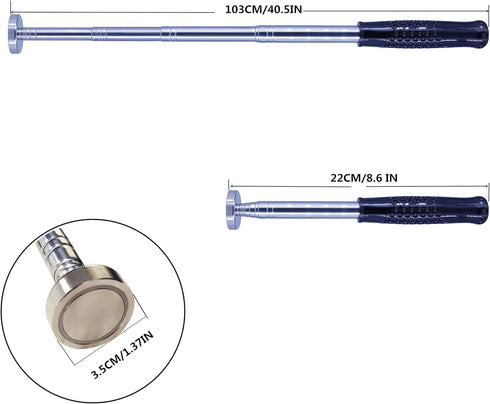 Telescoping Magnetic pickup Tool Heavy 41" long 35lb suction magnets tools magnet pen pick up sticks enhanced retractable multi-tool pickup tool c...