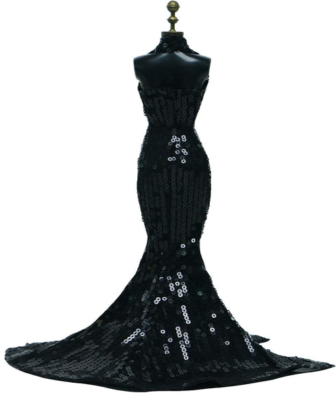 Gorgeous Handmade Doll Dress, Doll Clothes Evening Gown with Sequin Fashion Show, Wedding Party Outfits for 11.5 inch Doll Accessories (Black)...
