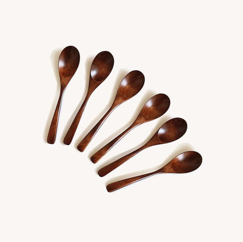 Wooden Spoons 6 Pcs Set Beechwood Honey Spoons for Tea Non Stick Kitchen Cookware Wooden Utensils Natural Wood Spoons for Honey, Coffee, Salad Ser...