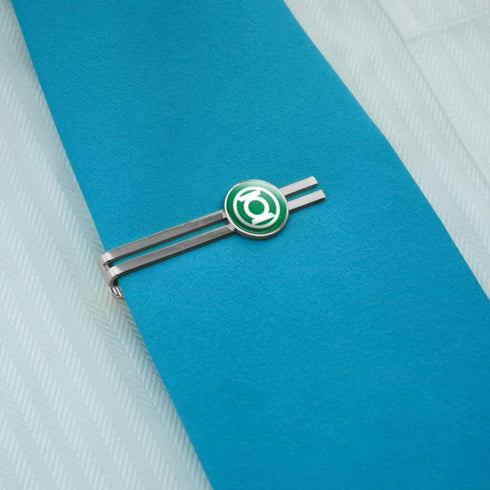 Green Lantern White Logo Round Tie Bar Clip Clasp Tack Silver Color Plated...