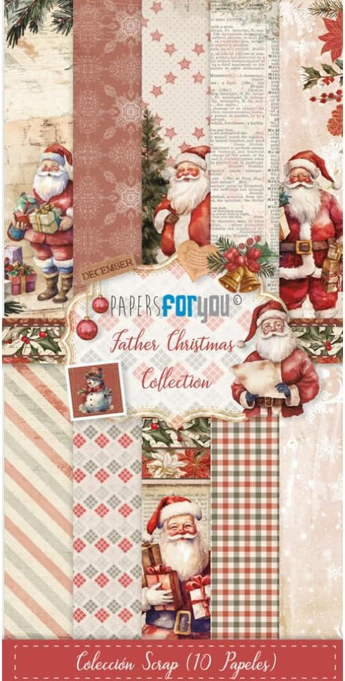 Papers For You - Scrapbooking Paper Kit | "Father Christmas" Collection | Includes 10 Single Sided Papers with Different Designs | Size 15,24 x 30...