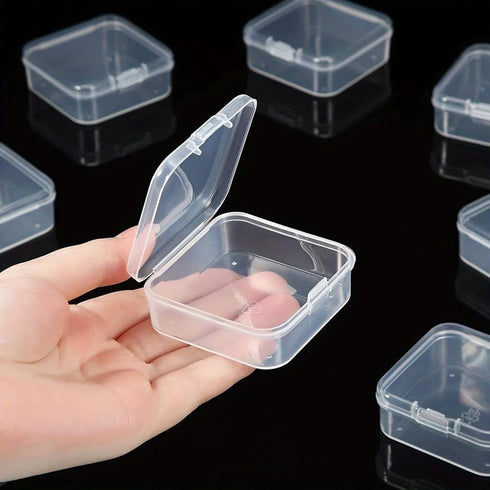 Small Bead Organizer Boxes, 19 Pieces Plastic Storage Cases Mini Clear Bead Storage Containers Transparent Boxes with Hinged Lids for Jewelry Maki...