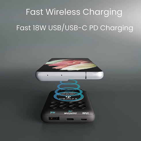 TECHSMARTER Wireless Portable Charger Power Bank with Anti-Slip Suction Cups, 8000mAh 18W USB-C Battery Pack, for Samsung S24, S23, S22, S21, S20,...