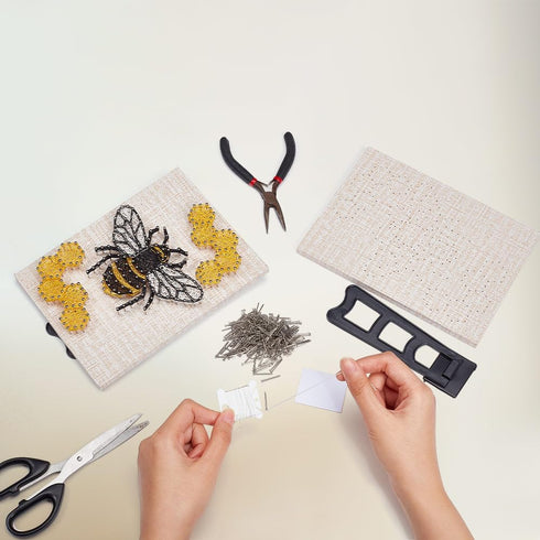 WEBBEDY 3D String Art Kit DIY Bee String Arts and Craft Kits for Adults Beginners Include All Necessary Accessories and Wooden Frame, Home Wall De...