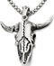 COOLSTEELANDBEYOND Stainless Steel Vintage Goat Bull Skull Pendant Necklace for Man, 30 inches Chain, Gothic Tribal...