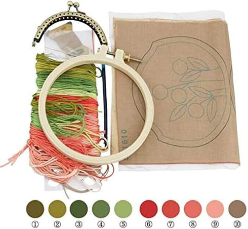 YJGMY Beginner Embroidery Coin Purse kit, Simple Embroidery, Cross Stitch kit Suitable for Beginner Sewing Craft Friend Gift Bag (Cherry)......
