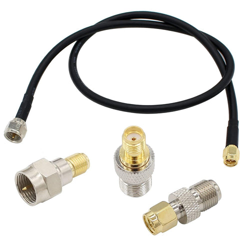 SMA to F Adapter SMA Male to F Type Male 20 inch RG58 Coax Coaxial Extension Cable +3pcs F Type to SMA Male Female Connector for RF Application...