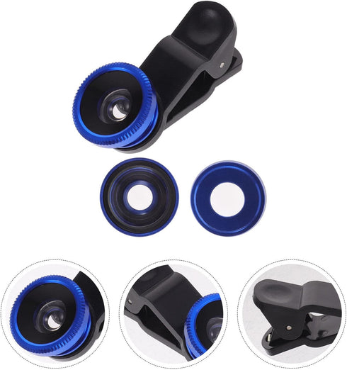 Hemobllo Phone Camera Lens - 3 in 1 Cell Phone Camera Lens Kit 180° Fish Eye Lens + 0.67X Wide Angle Lens + Macro Lens Portable Phone Lens Kit Uni...
