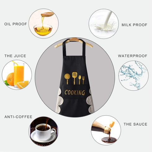 DILLMAN Women Kitchen Apron with Hand Wipe Pockets?Big Pocket,Hand-wiping, Waterproof for Cooking Baking...