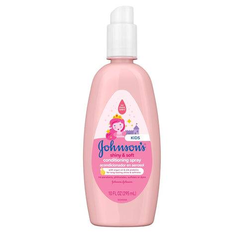 Johnson's Kids Shiny & Soft Hair Conditioning Spray with Argan Oil & Silk Proteins, Tear-Free Conditioning Spray for Shine & Softness, Gentle for ...