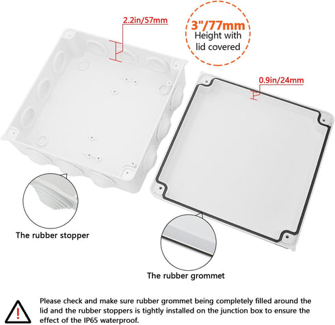 LeMotech ABS Plastic Dustproof Waterproof IP65 Junction Box Universal Electrical Project Enclosure White 7.9 x 7.9 x 3.1 inch (200 x 200 x 80 mm)...