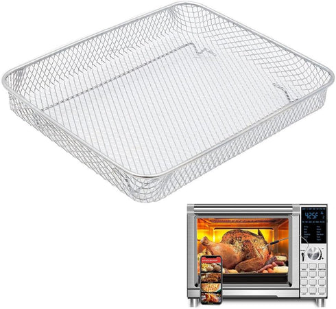 Air Fryer Basket for Nuwave Bravo XL, Food-Grade Stainless Steel Air Fryer Toaster Oven Dehydration Rack Accessories for French Fry and Frozen Foo...