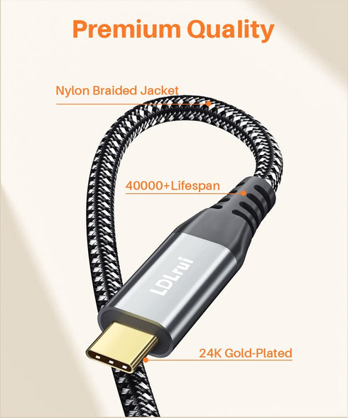 USB C to USB C Monitor Display Cable 6FT, 20Gbps Data Transfer 100W Fast Charge 4K Video Output USB3.2 Gen 2×2 Cable for MacBook, iPad, iPhone 15 ...