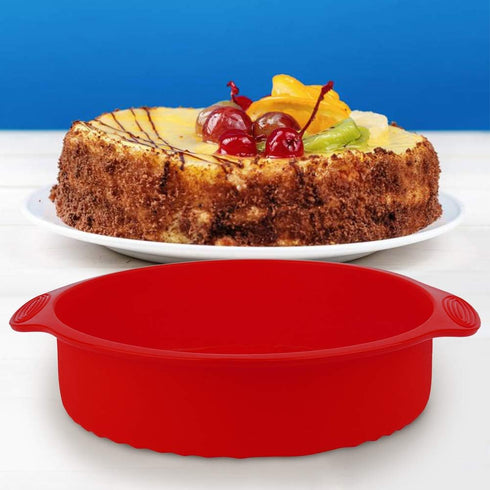 11.42inch Silicone Cake Molds, DIY Baking Cake Pan Tray Bakeware Pan Quick Release Baking Pans for Layer Cakes, Cheese Cakes (Red)...