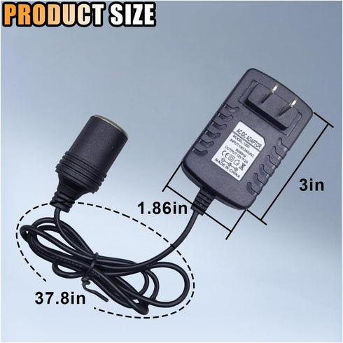 100-240V 12V 2A 24W AC to DC Converter, Portable Power Adapter Car Cigarette Lighter Socket, Auto Power Supply Transformer for Inflator Car Refrig...