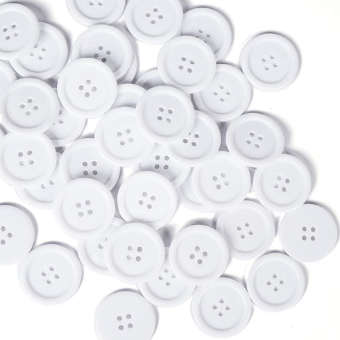 Chenkou Craft Mix Color Plastic Resin Circle Big Button 4 Holes DIY Craft Sewing (White, 1 1/4"(30mm))...
