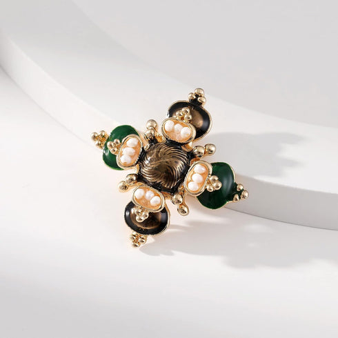 Retro Pearl Cross Brooch Pins for Women Fashion...