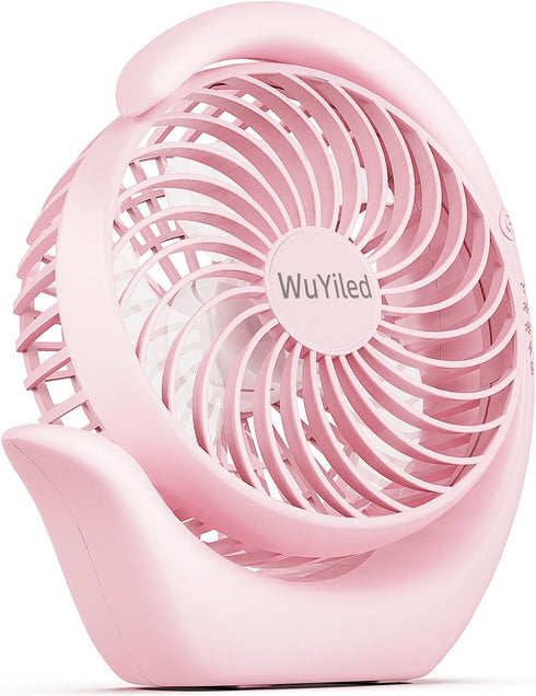 Small Rechargeable Fan, Portable Usb or Battery Fan, 3600mah Small Desk Fan, 8-24Hours Working, 3 Speed & Keep Quiet, 3.28Ft Charging Cord(Pink)...