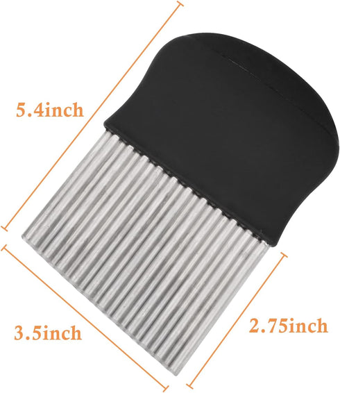 Crinkle Cutter, Wavy Chopper Knife, Upgraded Stainless Steel Crinkle Blade, Safe Kitchen Tools with a shell Wavy Slicer for Fruit, Vegetable, Sala...