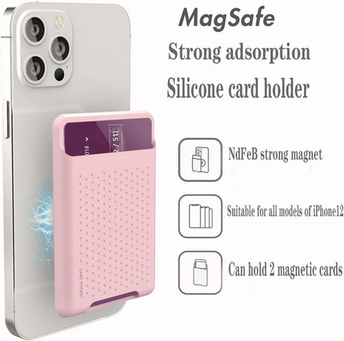 BIAJIYA Card Holder for Back of Phone for Stand MagSafe Magnetic Silicone Wallet Compatible with iPhone17/16/15/14/13/12/12 Pro/ 12 Mini/ 12 Pro M...