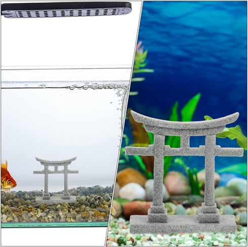 GANAZONO Japanese Shinto Shrine Torii Gate Aquarium Torii Miniature Ornament Bridge Landscape Ornaments for Fish Tank Decoration...