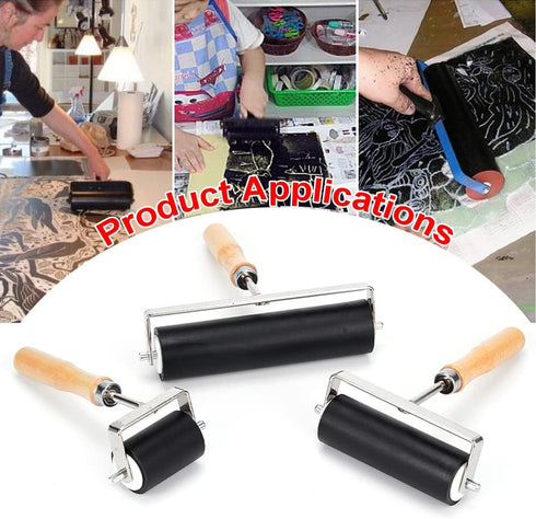 3 Pack Rubber Roller - Brayer Rollers with 3 Size for Crafting Brayer Rollers for Printmaking Brayer Tool Paint Brush Ink Applicator Art Craft Oil...