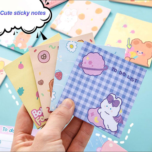 3Pack Cute Rabbit Sticky Notes 90 Sheets Kawaii Notepad Self-Stick Note Pads Sticky Notes for Kids Cute School Office Supplies...