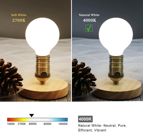 6 Pack G25(G80) Globe LED Light Bulbs, 5W Dimmable 40 Watt Equivalent LED Edison Bulbs, Neutral White 4000K, 500LM, E26 Base, Milky LED Filament B...