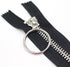 Meillia #10 40CM Large Shiny Nickel Metal Zippers Closed-end Black Heavy Duty Metal Zipper with Big Ring Pulls for Sewing, Bags, Handbags, Crafts,...