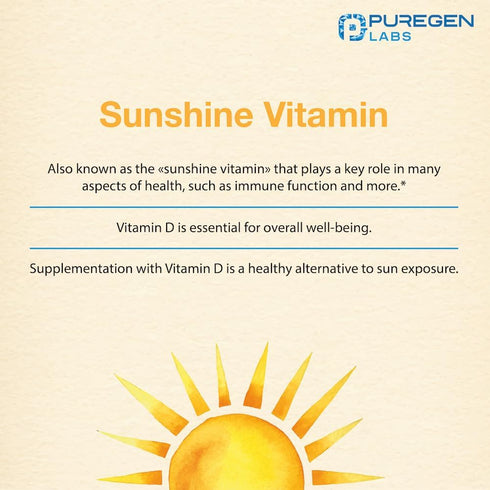 Puregen Labs Vitamin D3 50,000 IU (1250 mcg) 100 Weeks Supply for Healthy Muscle Function, and Immune Support, Non-GMO, Gluten Free 100 Vegetable ...