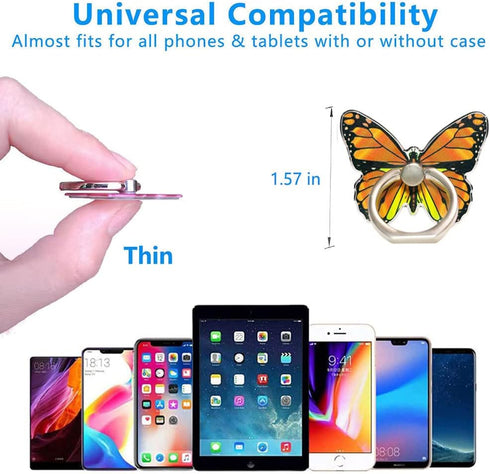 Butterfly Cell Phone Ring Holder,360°Rotation Phone Ring Grip Finger Kickstand Compatible with iPhone,Samsung Galaxy, iPad,Tablet, All Android Sma...