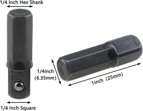 10PCS Power Tool Replacement Part 1/4 Inch Hex Shank to Square Impact Socket Adapter Suitable for Drill Driver Socket Driver Electric and Pneumati...