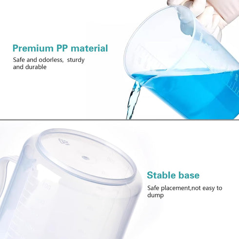 4PCS Plastic Graduated Cylinders Set 10ml 25ml 50ml 100ml, 5PCS Plastic Beakers Set 50ml 100ml 250ml 500ml 1000ml with 4PCS Pipettes,1PCS Plastic ...