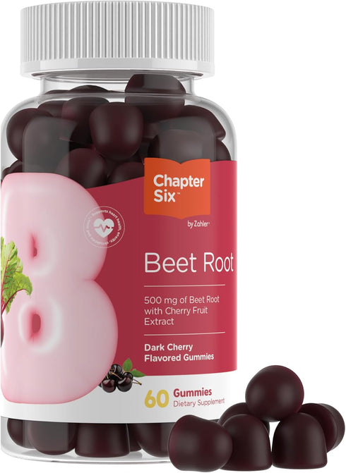 Zahler Beet Root Gummies with Cherry Fruit Extract - 500mg Beet Gummies for Adults - Dark Cherry Flavor - Supports Blood & Nitric Oxide Flow - Veg...