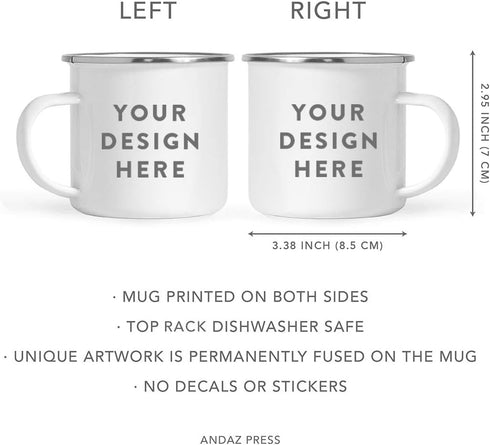 Andaz Press 11oz. Stainless Steel Hot Chocolate Campfire Coffee Mug, Rise And Shine Mother Cluckers, 1-Pack, Farm Chicken Barn Metal Enamel Campin...