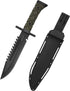 15" Fixed Blade Tactical Knives with Sheath, Stainless Steel Survival Hunting Bushcraft Full Tang Non-Slip Handle Knife with Serrated Blade Back f...