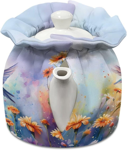 Floral Hummingbird Tea Pot Cosy Cotton Tea Cozy for Teapot Cover Insulated Tea Pots Keep Warm Both Replacement Kettle Cover Dust Cover Breakfast W...