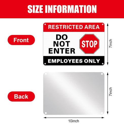 4 Pcs Restricted Area Employees Only Sign 10 x 7 Inches Do Not Enter Sign with 4 Pre Drilled Holes Reflective Warning Signs Rust Free Easy to Moun...