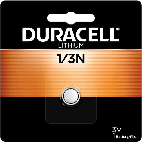 Duracell 1/3N 3V Lithium Battery, 1 Count Pack, Lithium Coin Battery for Digital Cameras, Watches, and more, CR Lithium 3 Volt Cell...